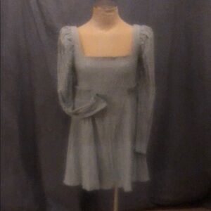 ASOS Light Blue Long Sleeve Dress with Juliet Neckline Size 10